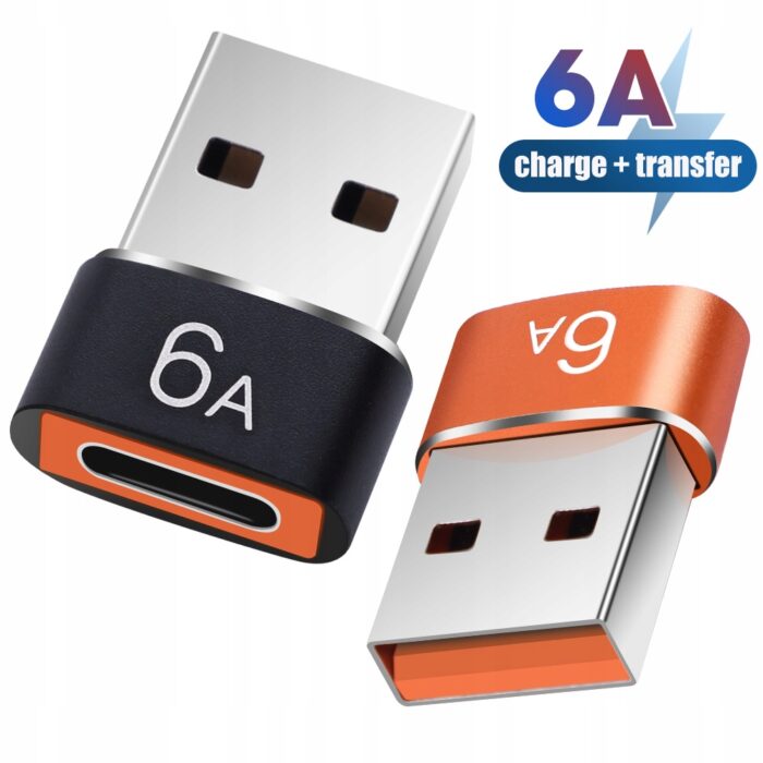 Adapter OTG USB 3.0 USB_C do USB_A Pomarańczowy 6A metalowa