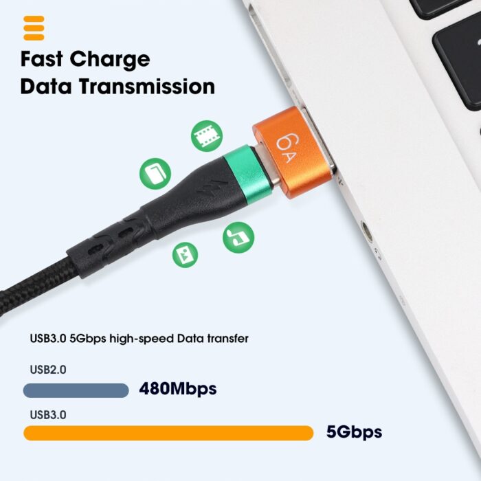 Adapter OTG USB 3.0 USB_C do USB_A Pomarańczowy 6A metalowa - obrazek 5