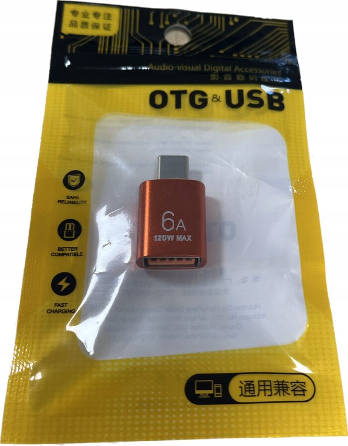 Adapter OTG USB 3.0 USB_A do USB_C Pomarańczowy 6A metalowa - obrazek 8