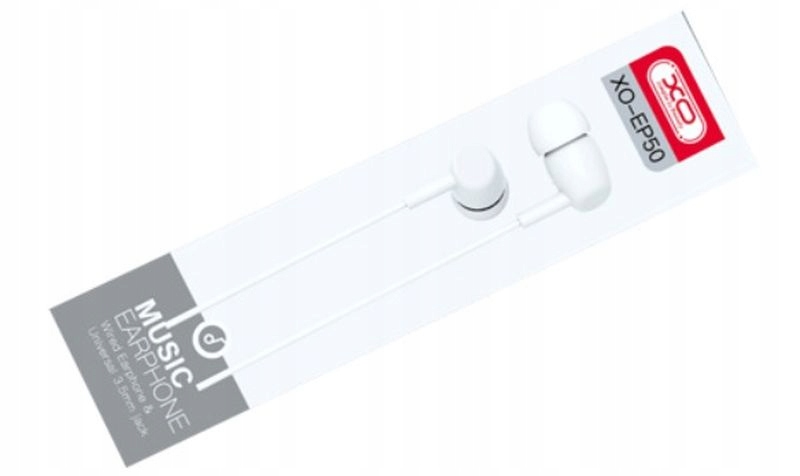 XO Słuchawki przewodowe EP50 jack 3,5mm dokanałowe białe - obrazek 4