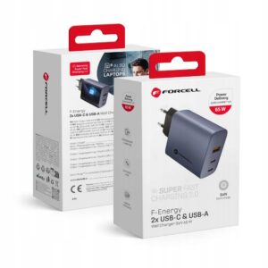 F-Energy Ładowarka Sieciowa GaN 65W 2xUSB C i USB A z ładowaniem PD i QC4.0