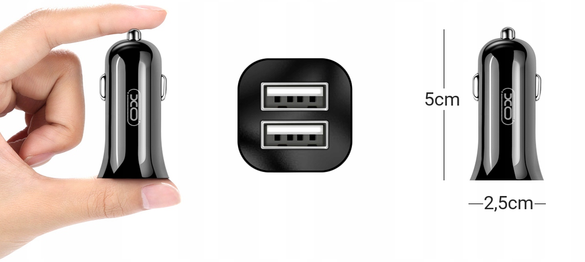 XO ładowarka samochodowa CC31 2x USB 2,4A czarna - obrazek 4