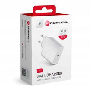 Ładowarka sieciowa USB-C 45W 3A PD QC 4.0, szybkie ładowanie, Typ C Forcell