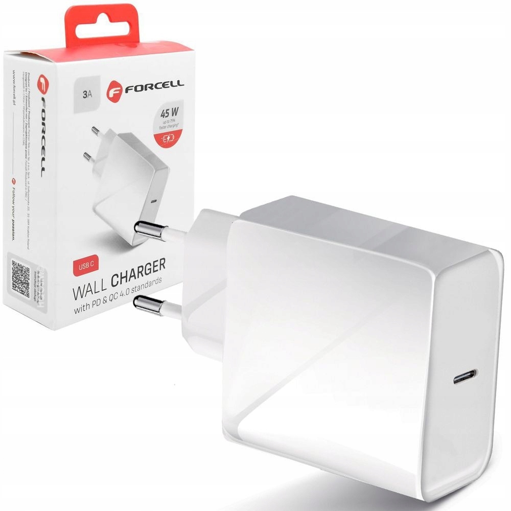 Ładowarka sieciowa USB-C 45W 3A PD QC 4.0, szybkie ładowanie, Typ C Forcell - obrazek 11