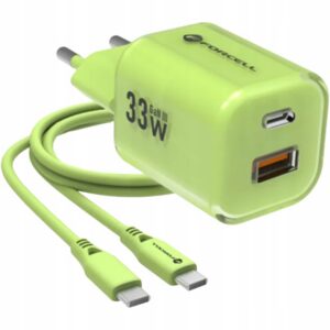 Ładowarka sieciowa 33W GaN USB-C, USB-A + kabel 1m Forcell kompaktowa mocna