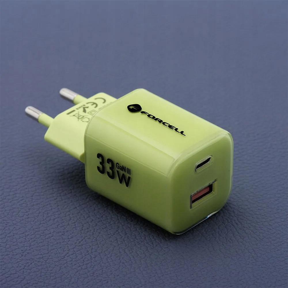 Ładowarka sieciowa 33W GaN USB-C, USB-A + kabel 1m Forcell kompaktowa mocna - obrazek 3