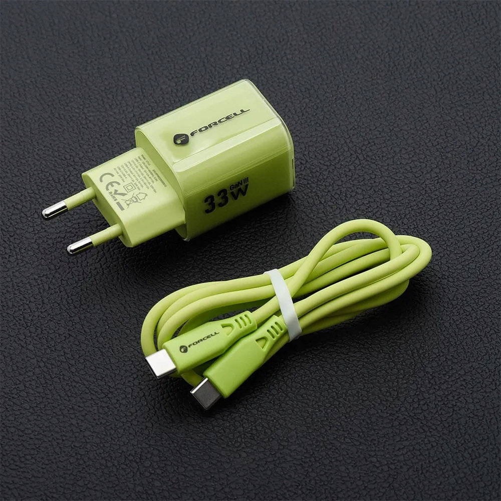 Ładowarka sieciowa 33W GaN USB-C, USB-A + kabel 1m Forcell kompaktowa mocna - obrazek 4