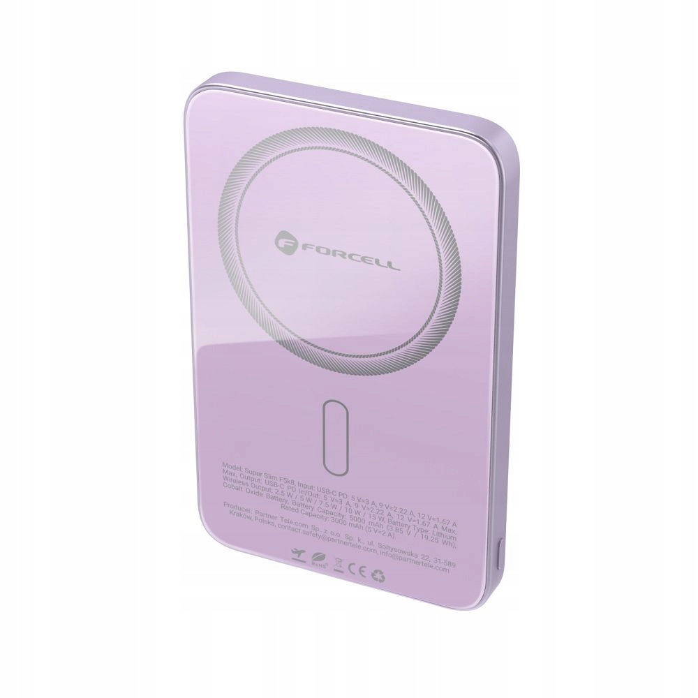 Powerbank Forcell 5000 mAh fioletowy - obrazek 2