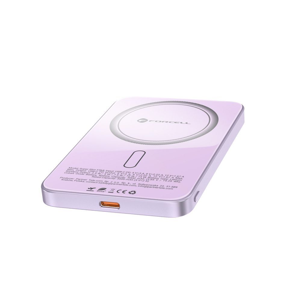 Powerbank Forcell 5000 mAh fioletowy - obrazek 3