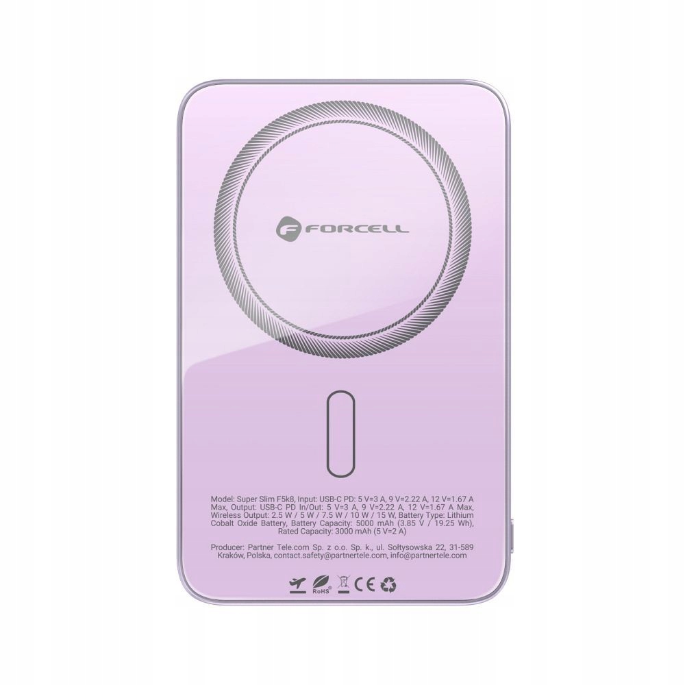Powerbank Forcell 5000 mAh fioletowy - obrazek 4