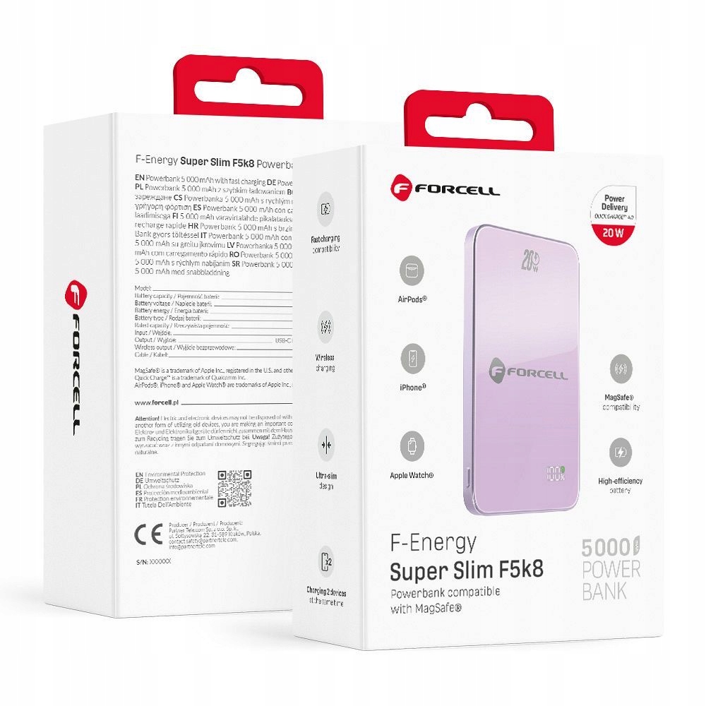 Powerbank Forcell 5000 mAh fioletowy - obrazek 6