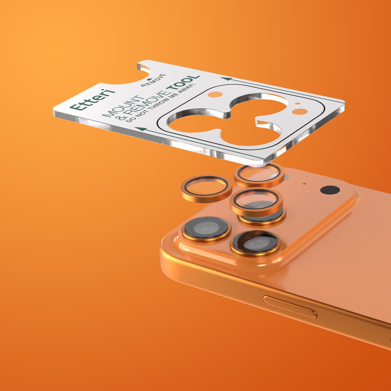 Etteri szkło na aparat do iPhone 17 Pro / 17 Pro Max pomarańczowe - obrazek 3