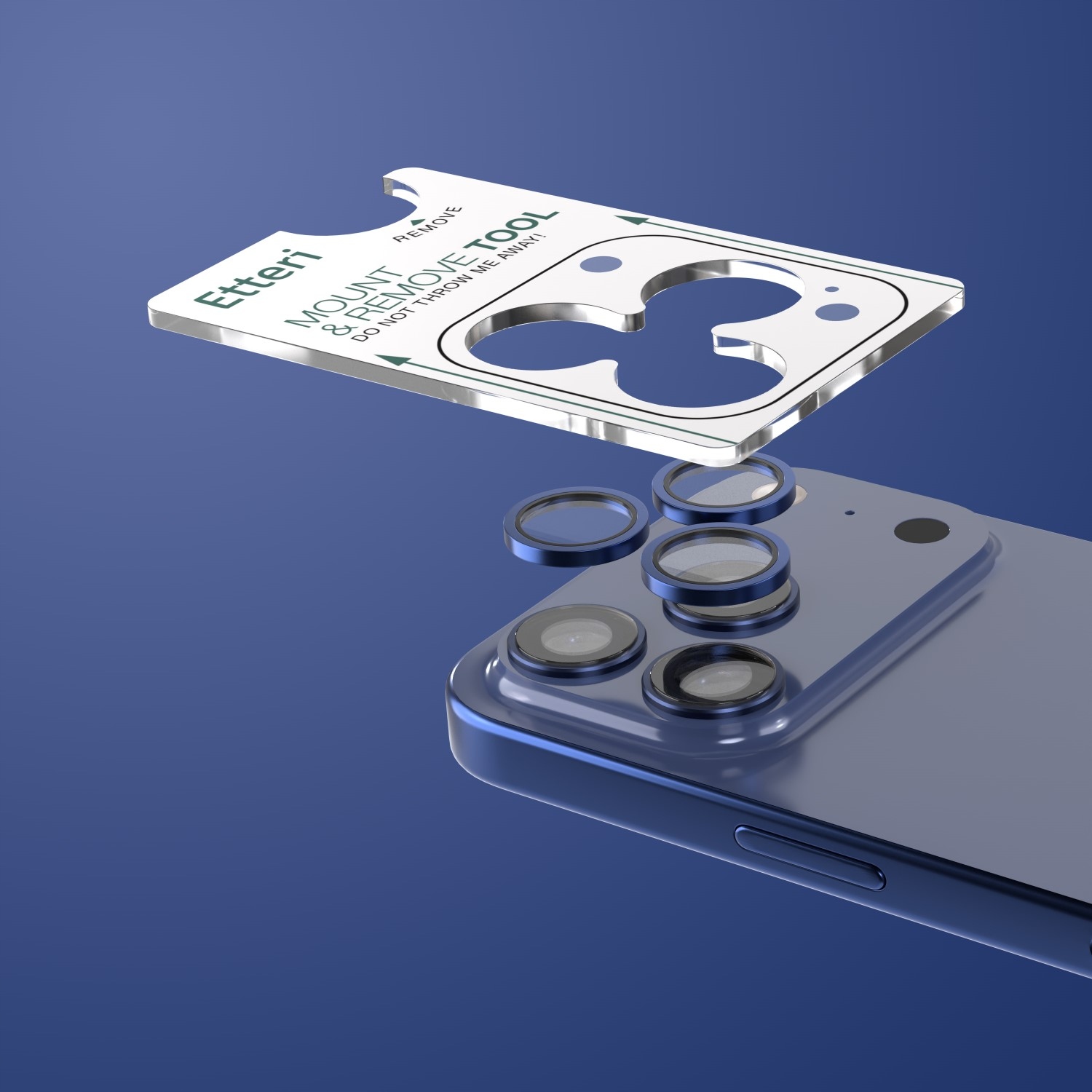 Etteri szkło na aparat do iPhone 17 Pro / 17 Pro Max niebieskie - obrazek 4