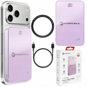 Powerbank z MagSafe Forcell SuperSlim QC4.0 PD3.0 15W 10000 mAh fioletowy