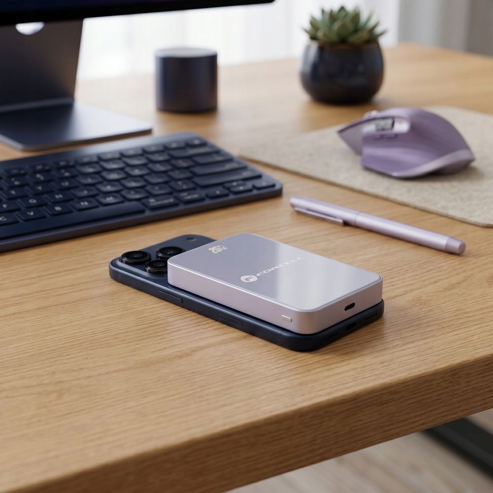 Powerbank z MagSafe Forcell SuperSlim QC4.0 PD3.0 15W 10000 mAh fioletowy - obrazek 5