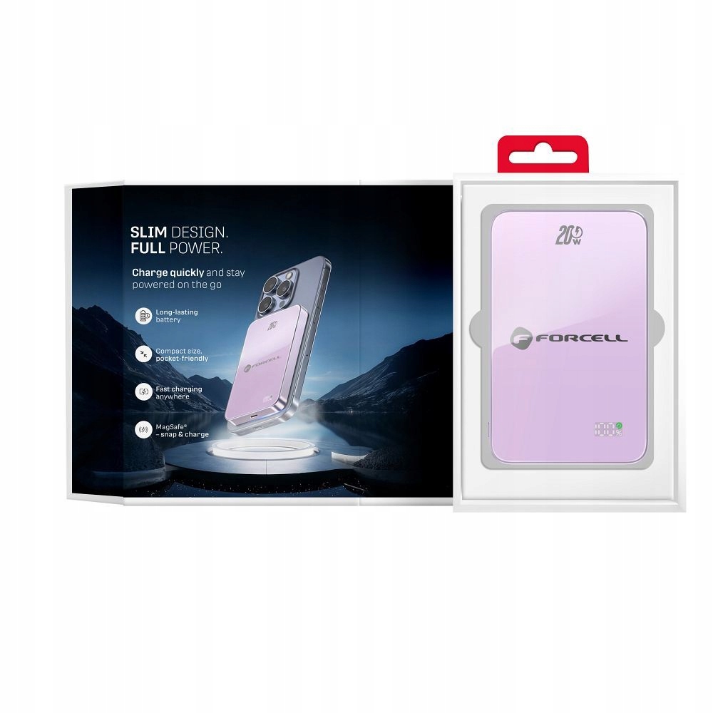 Powerbank z MagSafe Forcell SuperSlim QC4.0 PD3.0 15W 10000 mAh fioletowy - obrazek 6