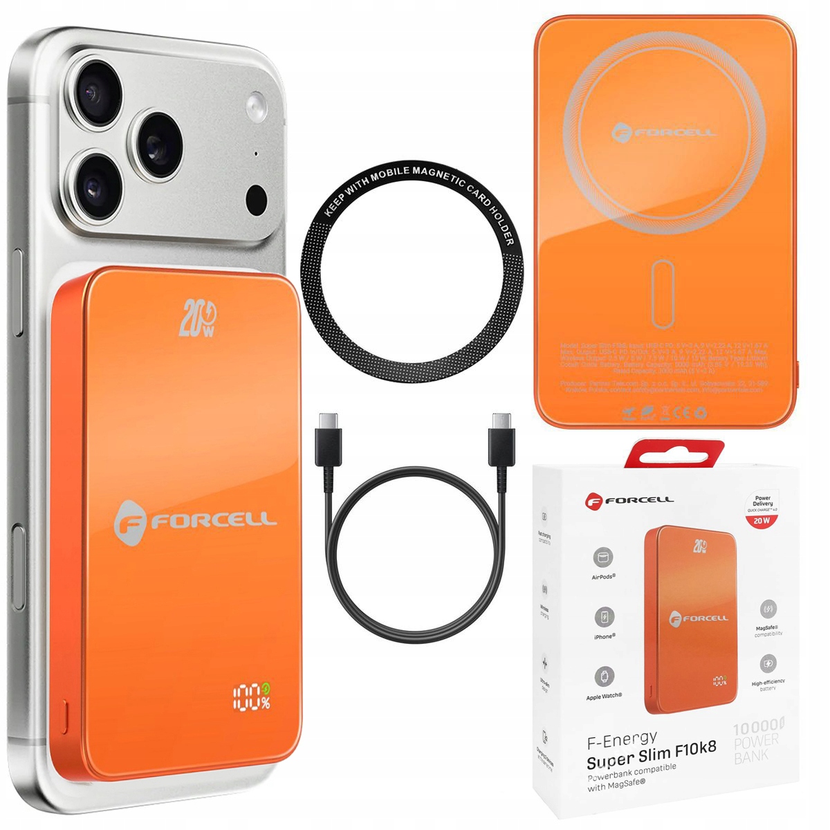Powerbank Forcell 10000 mAh pomarańczowy