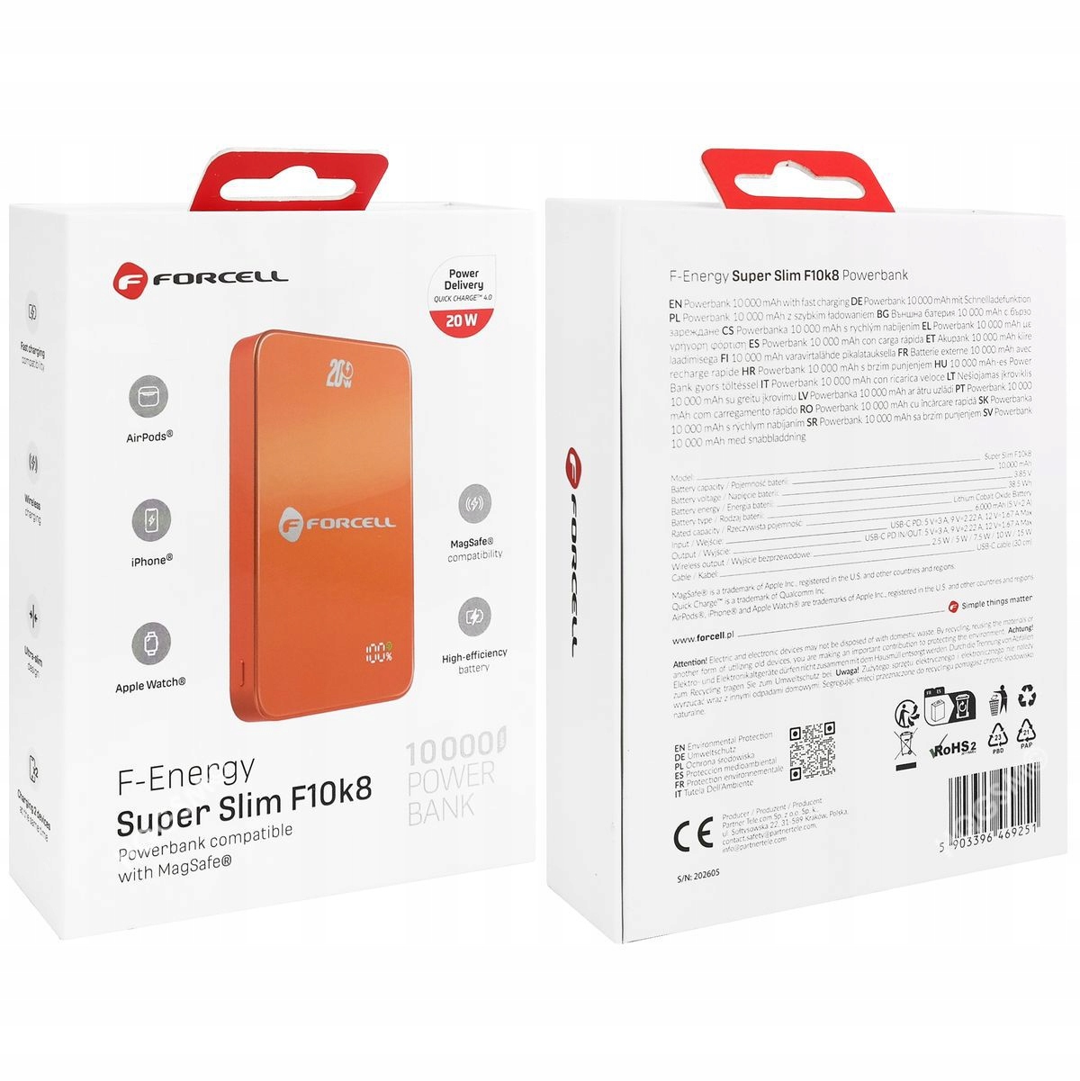 Powerbank Forcell 10000 mAh pomarańczowy - obrazek 9