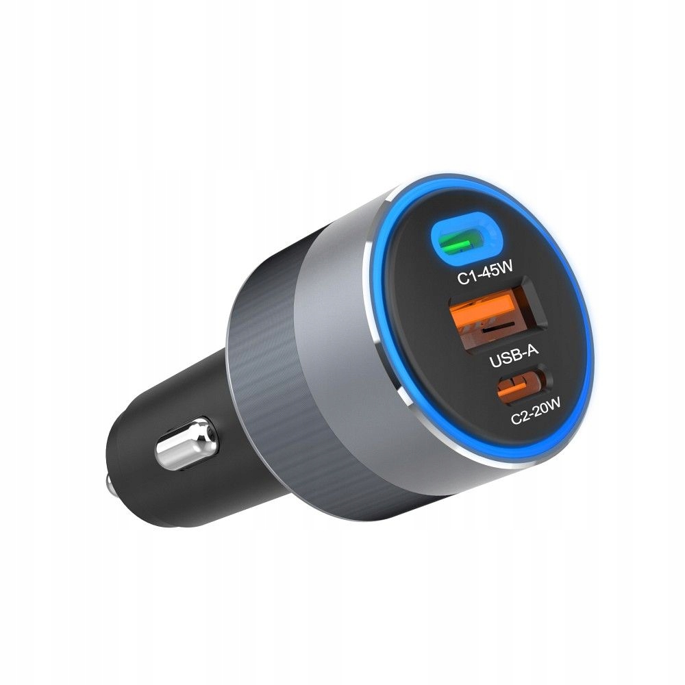 FORCELL F-ENERGY Alu ładowarka samochodowa 65W PD+QC4.0+SAM 2xUSB C+USB A - obrazek 3
