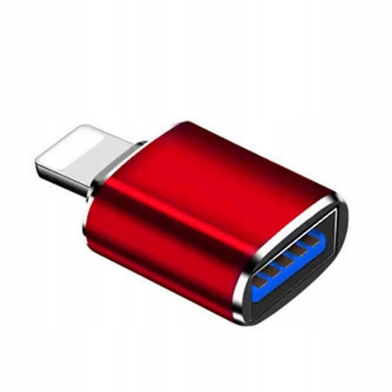 Adapter OTG USB 3.0 USB_A na LIGHTNING Red Color metalowa