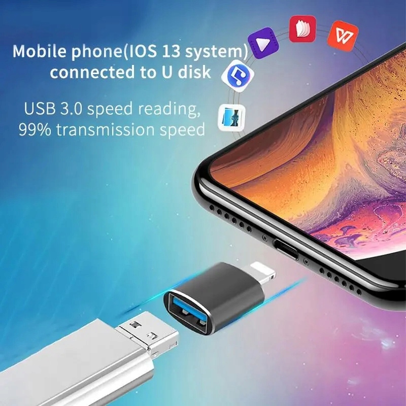 Adapter OTG USB 3.0 USB_A na LIGHTNING Red Color metalowa - obrazek 8