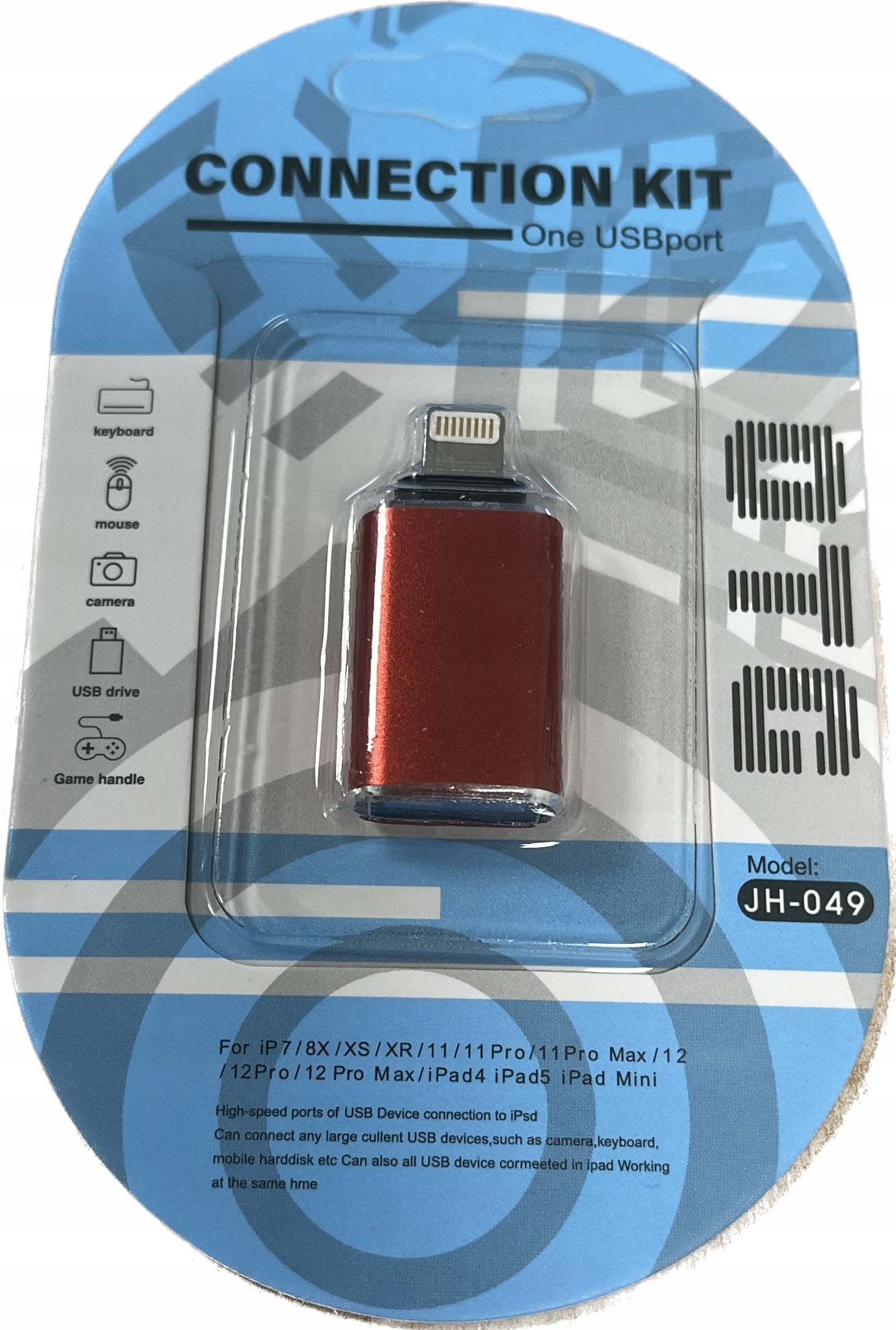 Adapter OTG USB 3.0 USB_A na LIGHTNING Red Color metalowa - obrazek 11