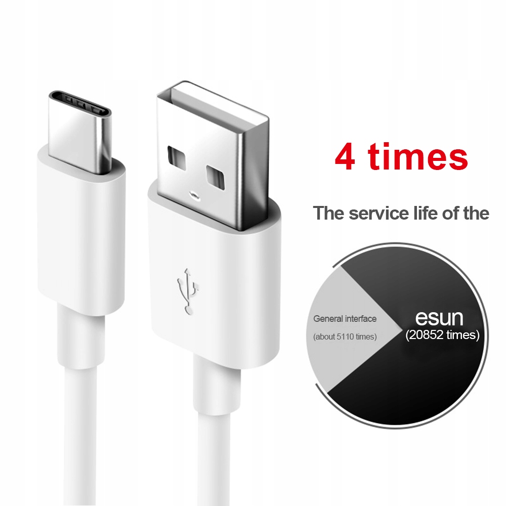 Kabel biały USB_A na USB-C 0,2 m