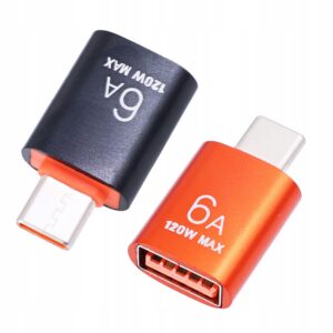 Adapter OTG USB 3.0 USB_A do USB_C Pomarańczowy 6A metalowa