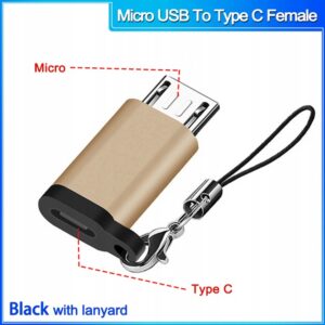 Adapter przejściówka Mico na USB_C aluminiowa gold color