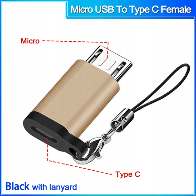 Adapter przejściówka Mico na USB_C aluminiowa gold color