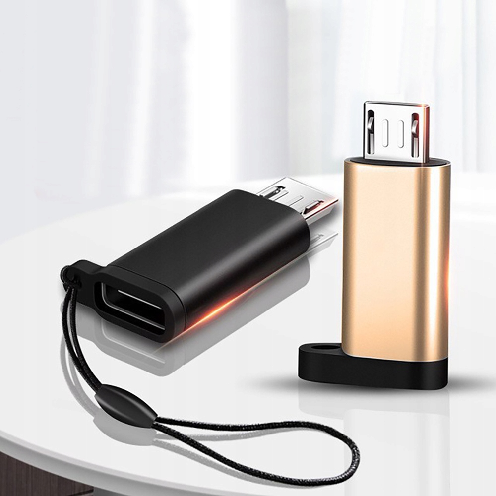 Adapter przejściówka Mico na USB_C aluminiowa gold color - obrazek 2