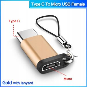 Adapter przejściówka USB_C na Mico aluminiowa gold color