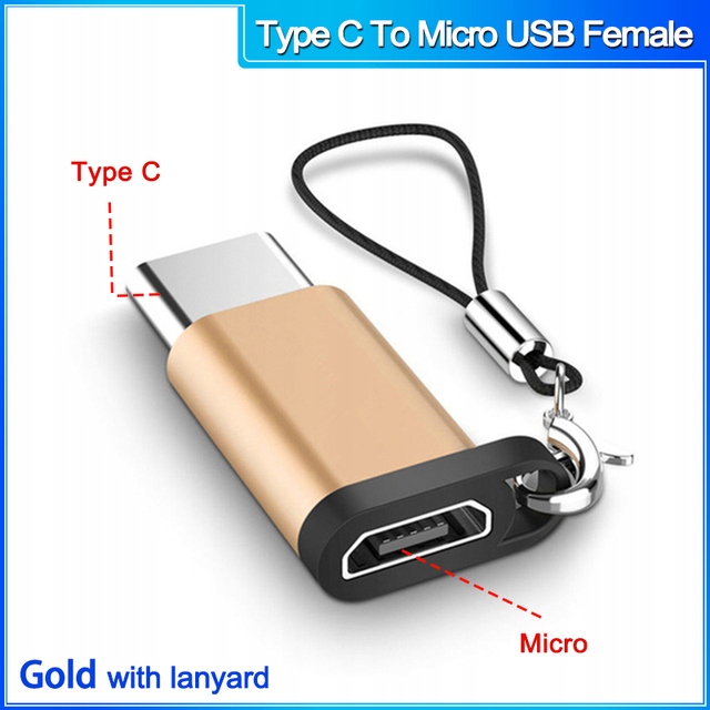 Adapter przejściówka USB_C na Mico aluminiowa gold color