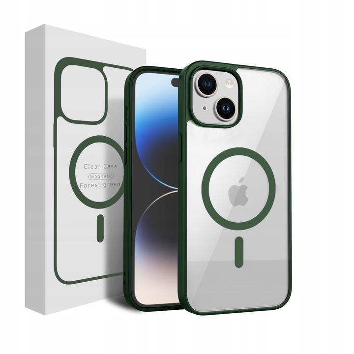 Etui CLEAR CASE kompatybilny z MagSafe do iPhone 14 Plus Forest green