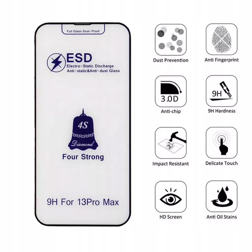 Szkło hartowane Tempered Glass ESD 4s Four Strong 9H do iPhone 15 Pro - obrazek 12