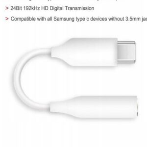 adapter przejściówka USB_C na 3.5mm Jack (F) kabel Audio słuchawki white