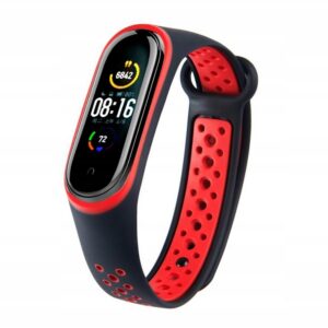 Pasek do Xiaomi Mi Band 5 Mi Band 6 Mi Band 7 15mm czarno-czerwony M5 M6 M7