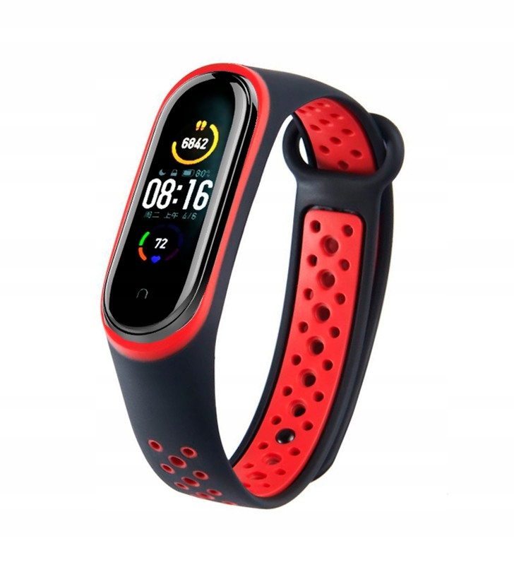 Pasek do Xiaomi Mi Band 5 Mi Band 6 Mi Band 7 15mm czarno-czerwony M5 M6 M7
