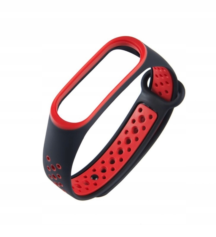 Pasek do Xiaomi Mi Band 5 Mi Band 6 Mi Band 7 15mm czarno-czerwony M5 M6 M7 - obrazek 3