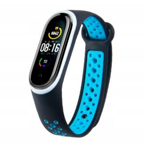 Pasek do Xiaomi Mi Band 5 Mi Band 6 Mi Band 7 15mm czarno-niebieski M6 M7