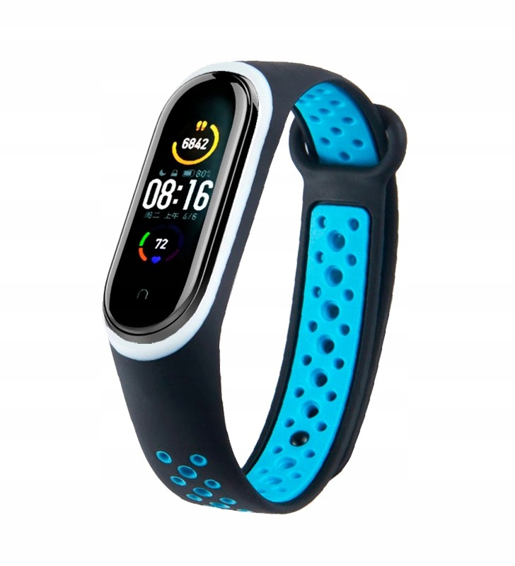 Pasek do Xiaomi Mi Band 5 Mi Band 6 Mi Band 7 15mm czarno-niebieski M6 M7