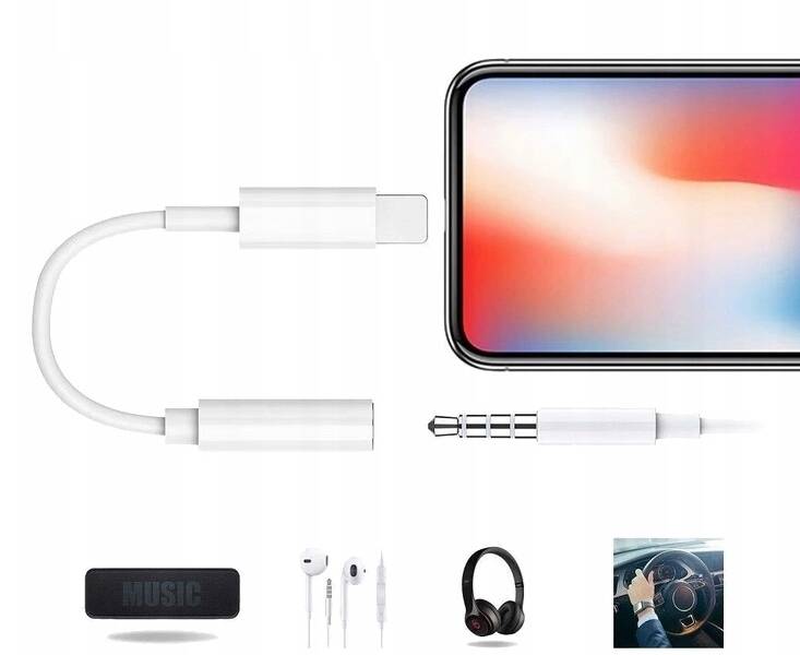 ADAPTER PRZEJŚCIÓWKA DO APPLE LIGHTNING - JACK 3.5mm - obrazek 4