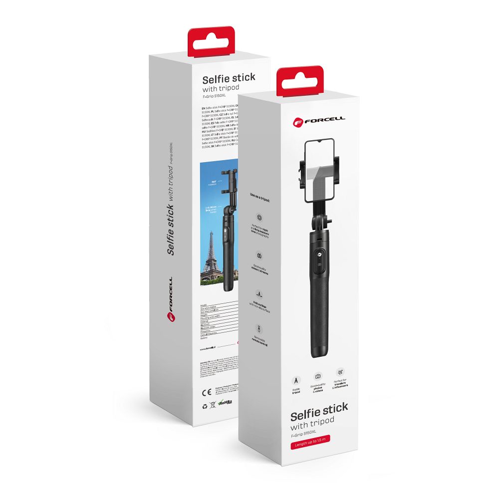 FORCELL selfie stick kijek na telefon 150cm statyw tripod + pilot bluetooth - obrazek 7