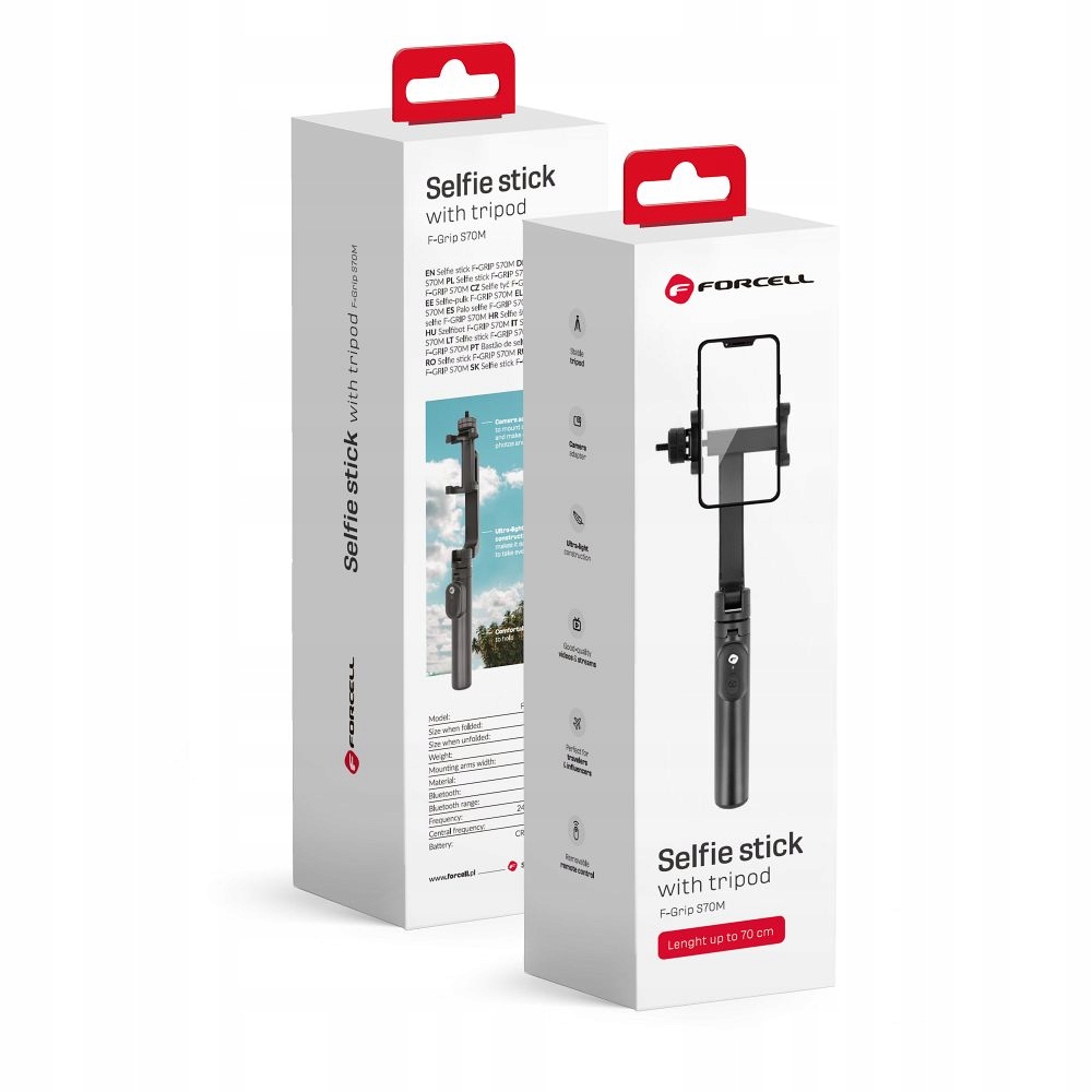 FORCELL selfie stick kijek na telefon 70cm statyw tripod + pilot bluetooth - obrazek 12