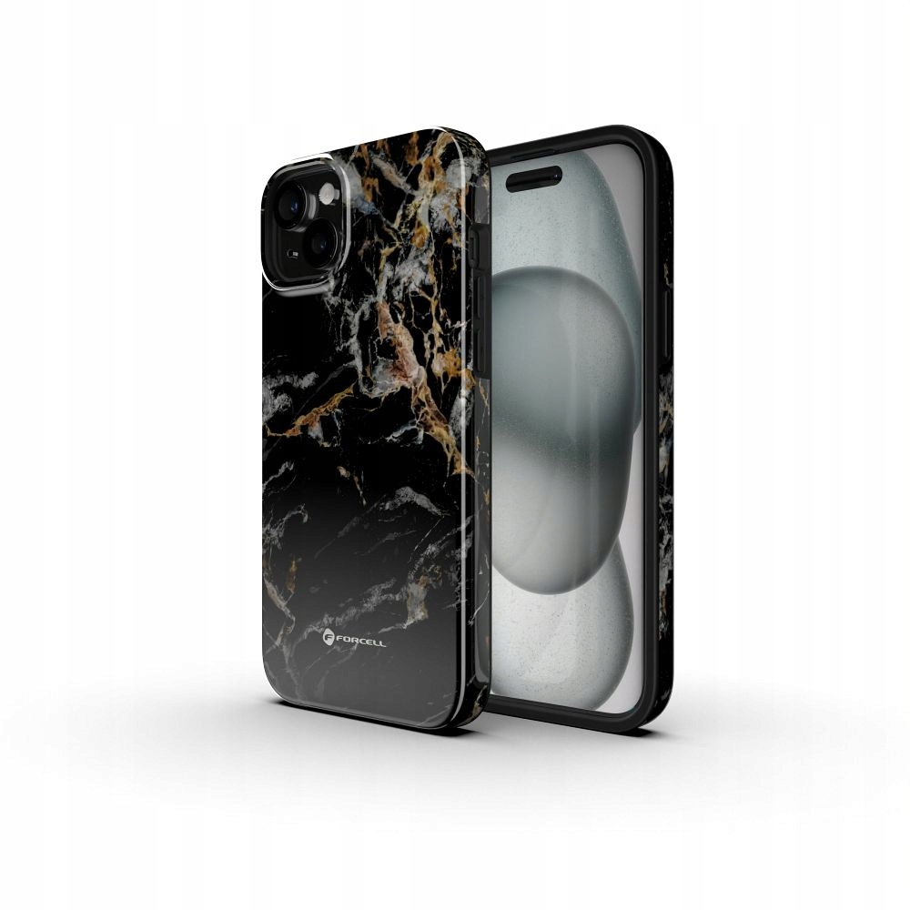 Plecki Forcell do Apple iPhone 16 Mirage czarny marmurkowy - obrazek 3
