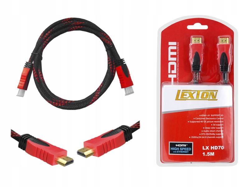Kabel HDMI Lexton RTV002754 czerwony 1,5m - obrazek 2