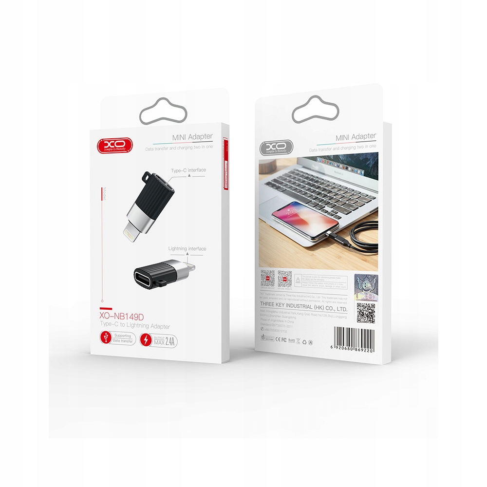 Xo adapter NB149-D usb-c do lightning czarny - obrazek 3