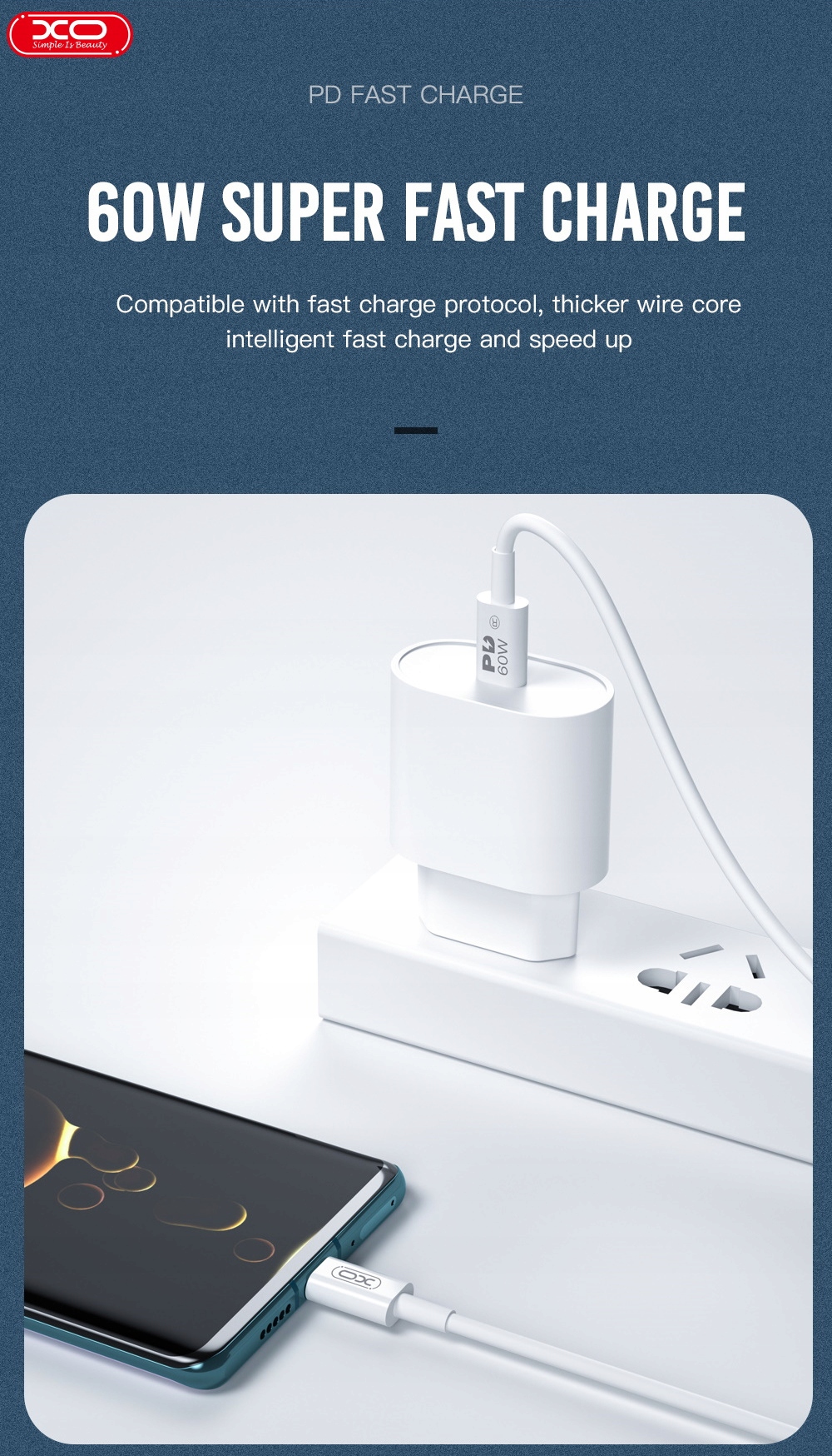 Kabel XO USB typ C - USB typ C 1 m biały - obrazek 4