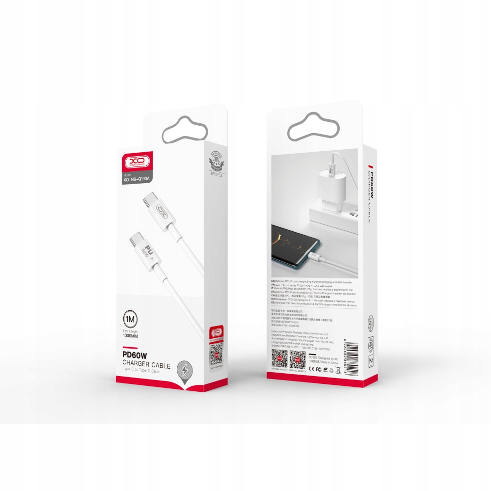 Kabel XO USB typ C - USB typ C 1 m biały - obrazek 6