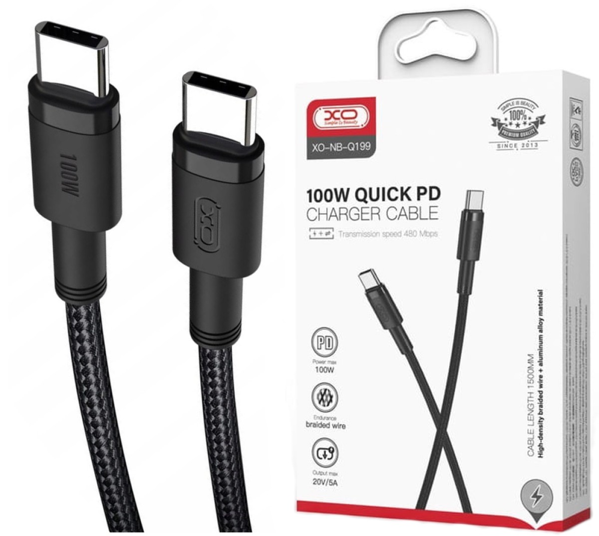 Kabel XO USB typ C - USB typ C 1,5 m czarny